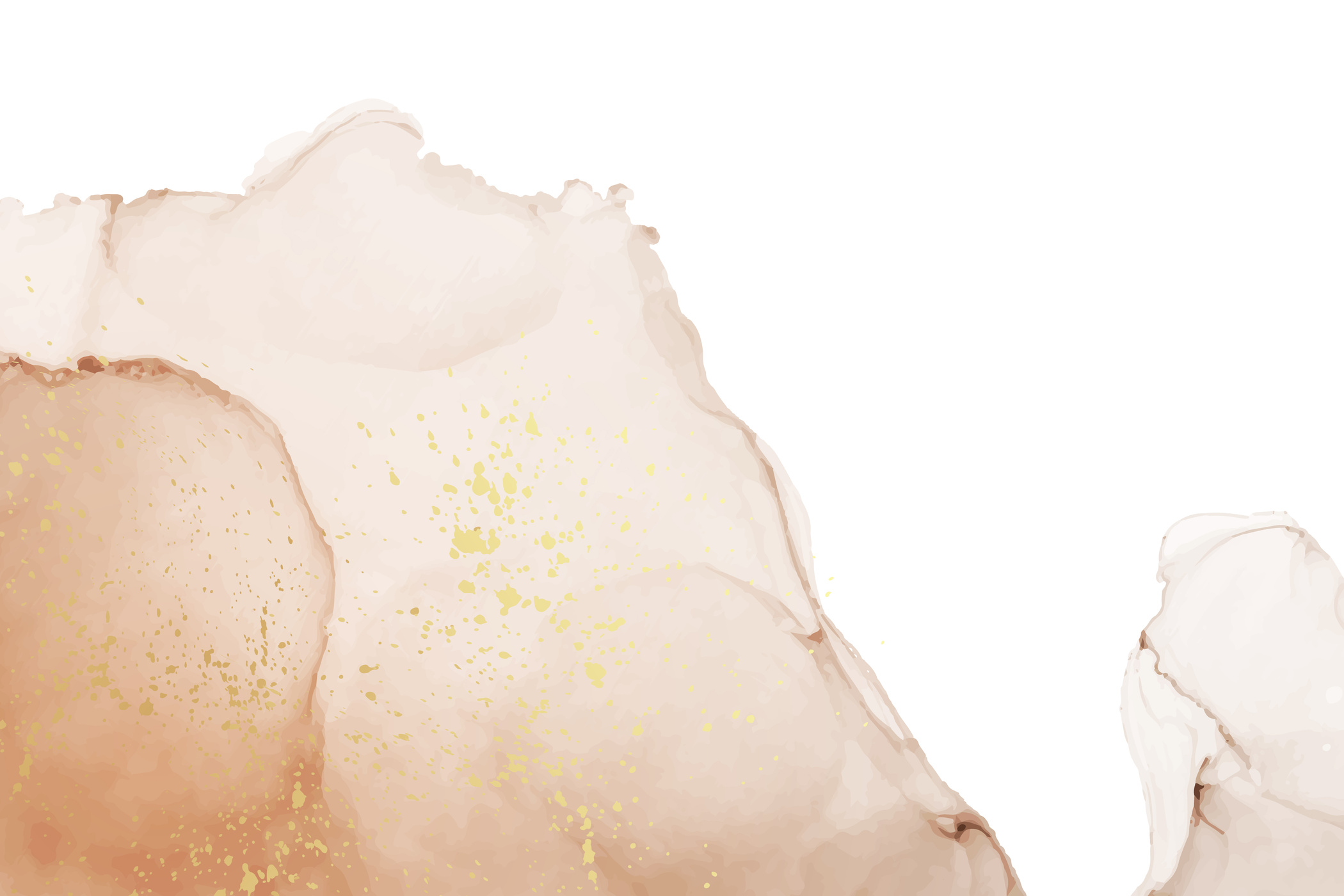 Modern Background with Brown Ink Waves and Golden Splashes